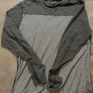 Banana Republic Men's Long Sleeve Shirt - Black and Gray Stripes